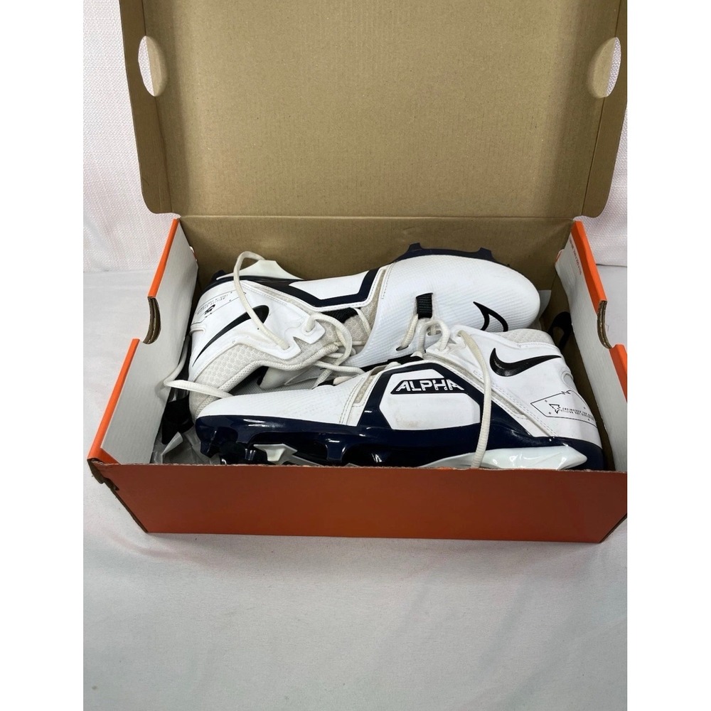 Nike Alpha Menace Pro 3 White College Navy Football Cleats CT6649-108 Mens 10